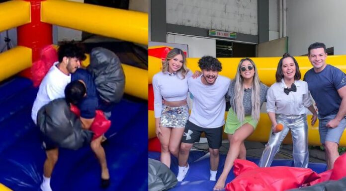 Los presentadores de televisión, Carlos Iraheta y Marco Bustamente protagonizaron un reto de boxeo sobre el ring.