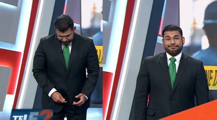 Federico Zeledón protagonizó un divertido incidente mientras se encontraba dando las noticias en vivo, en Teledos.