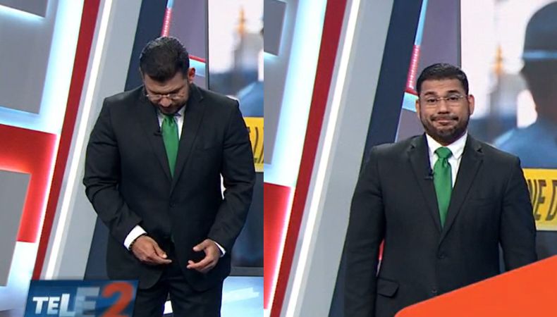 Federico Zeledón protagonizó un divertido incidente mientras se encontraba dando las noticias en vivo, en Teledos.