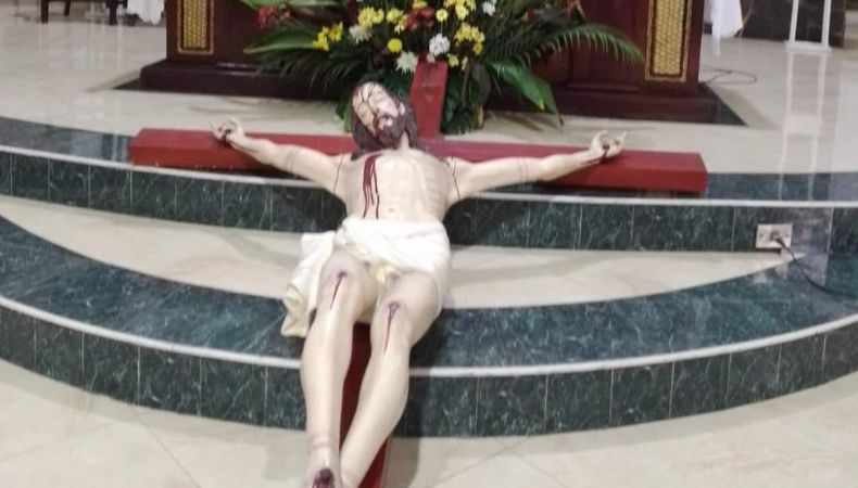 Se desconocen los motivos por los cuales una persona cometió sacrilegio con la imagen de Jesús en una iglesia católica de Aguilares.