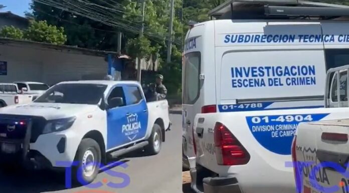 Elementos de la Policía Nacional Civil (PNC) se mantienen presentes en el lugar donde ocurrió el accidente aéreo.