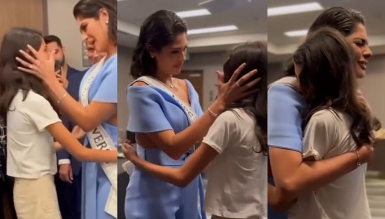 Sheynnis Palacios protagonizó un momento emotivo junto a una niña, quien mostró su admiración a la reina de belleza.