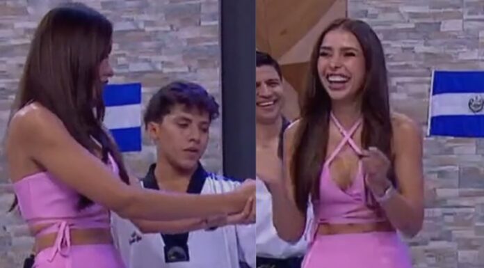 La presentadora de televisión, Alejandra Retana demuestra sus destrezas en las artes marciales en plena transmisión de 