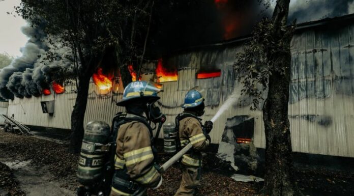 Las autoridades de primera respuesta están sofocando el incendio en una granja ubicada sobre el km 30½ de la carretera Troncal del Norte.