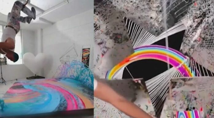 Un pintor canadiense se destaca por pintar con métodos únicos y auténticos. Sus piezas se vuelven sorprendentes y alcanzan precios altos.