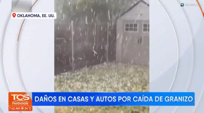 Las tormentas acompañadas con fuertes cantidades de granizo ocasionaron algunos daños materiales en Oklahoma, Estados Unidos.