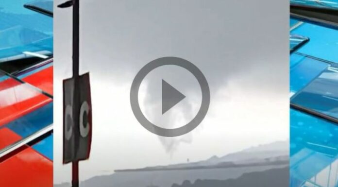 Tras la finalización de las lluvias, los habitantes captaron un embudo de aire frío que se formó en las faldas del volcán de San Salvador.