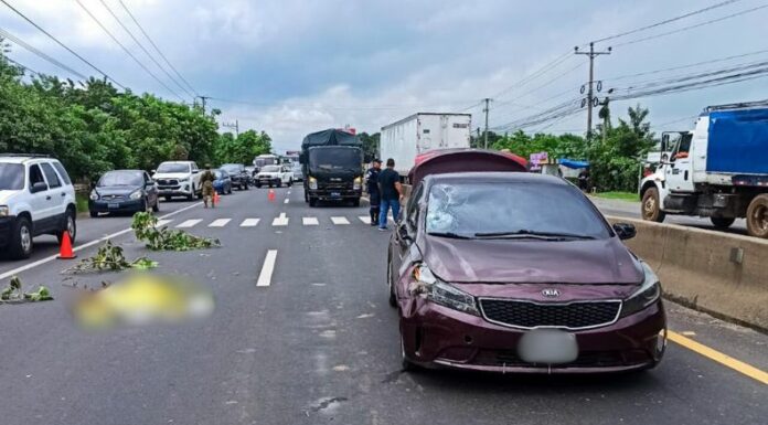 Una mujer perdió la vida tras ser atropellada sobre el kilómetro 22 ½ de la carretera Panamericana, distrito de Nejapa.