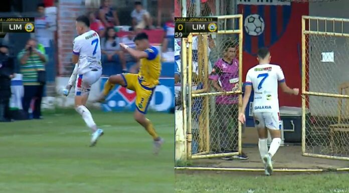 El delantero de Firpo, Styven Vásquez, se fue a las duchas luego de recibir la tarjeta roja en el partido ante Municipal Limeño.