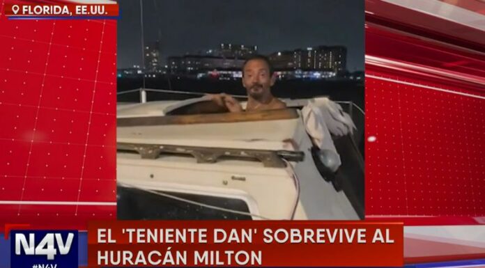 El Teniente Dan, el hombre que no quiso evacuar su bote que le sirve como hogar, sobrevivió al paso del huracán Milton, en Florida.