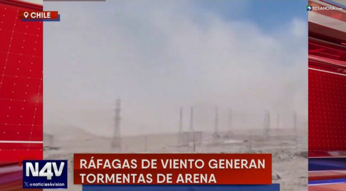 Una fuerte tormenta de arena sorprendió a los habitantes de la ciudad de Calama, región de Antofagasta, Chile.