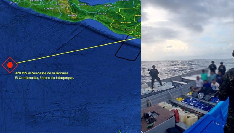 Esta mañana, una embarcación de droga fue interceptada en alta mar, la Fuerza Naval la detectó a 920 millas náuticas.