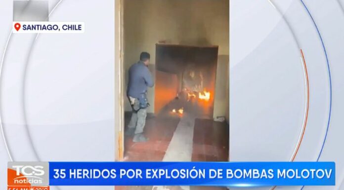 34 estudiantes resultaron heridos por la explosión de una bomba molotov en el interior de un baño en un internado de Chile.