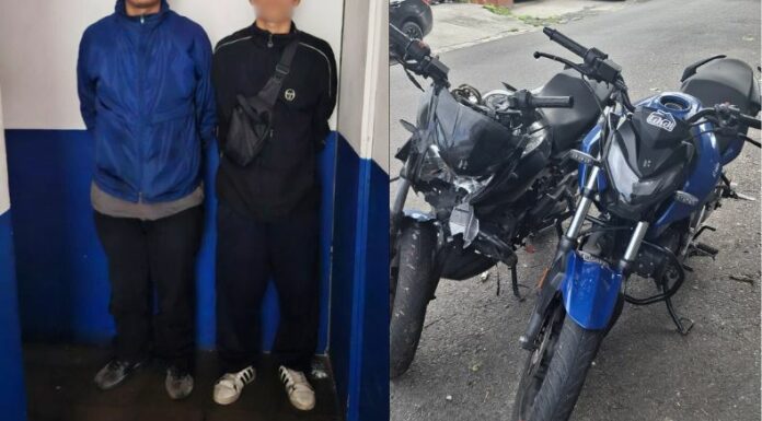 La Policía reportó la detención de dos sujetos que se trasladaban en motocicletas con reporte de hurto.