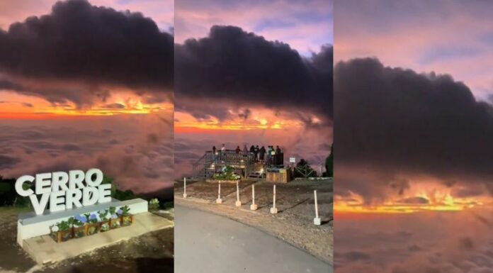 ¡Impresionantes! Son las imágenes que se grabaron de los tonos del cielo de colores en el Cerro Verde. Turistas captaron el recuerdo.