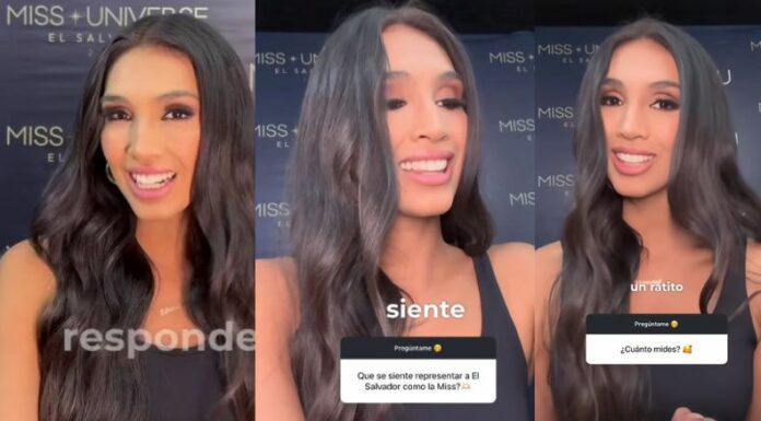 Florece García, quien es la delegada de El Salvador en Miss Universo 2024, interactúa con su público previo al certamen de belleza.