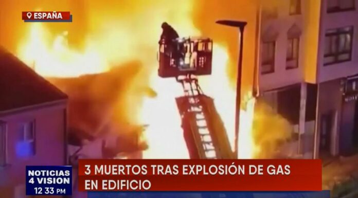 La explosión de una tubería de gas, provocó el incendio y derrumbe de un edificio, en la ciudad de Santander, España.