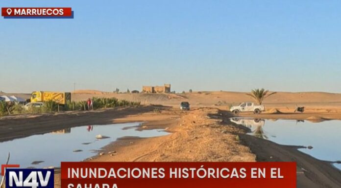 El paso de las fuertes lluvias en Marruecos, dejó inundaciones históricas rara vez vistas en el desierto del Sahara.
