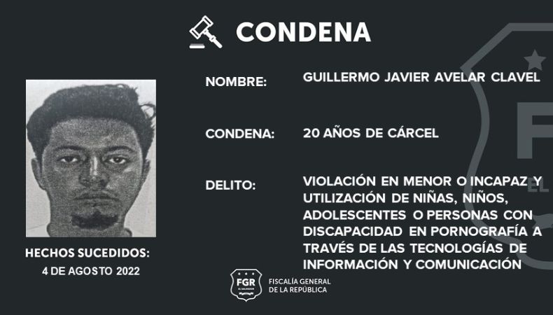 La Fiscalía General de la República (FGR) reportó que uh hombre fue condenado a 20 años de prisión por violar a una menor de edad.