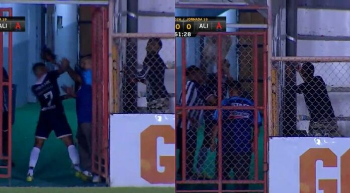 Tras ser expulsado, Ányelo Rodríguez cayó en las provocaciones de un aficionado protagonizando una pelea en el túnel de vestuarios.