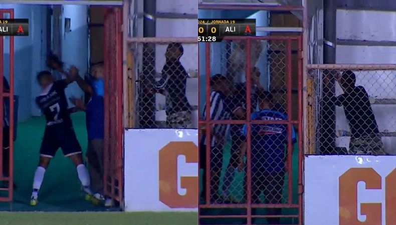 Tras ser expulsado, Ányelo Rodríguez cayó en las provocaciones de un aficionado protagonizando una pelea en el túnel de vestuarios.