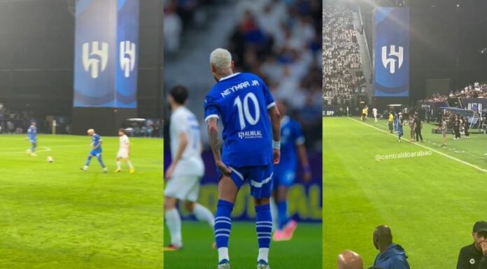 Apenas media hora disputó Neymar Jr en el agramilado antes de marcharse a causa de unas dolencias musculares.