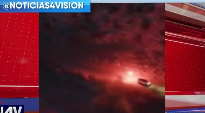 En redes sociales se hizo viral un video donde un brillante punto de luz se mueve de un lado a otro y siguiendo a un vehículo.