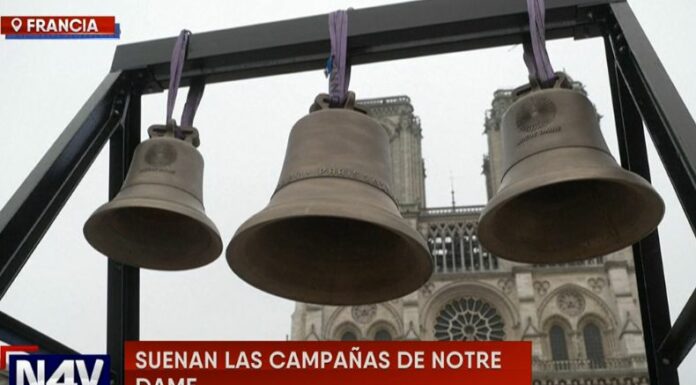 Las campanas de Notre Dam resonaron en París, Francia, por primera vez desde el incendio que ocurrió en 2019.