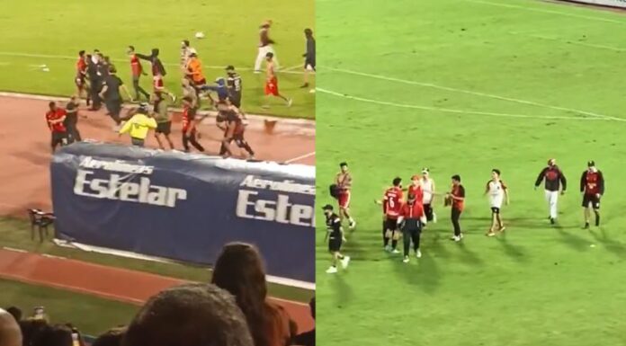 Seguidores del Caracas invadieron el terreno de juego y provocaron la suspensión del partido ante el Deportivo Tachirá.