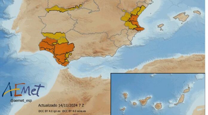 La Agencia Estatal de Meteorología (AEMET), de España, redujo el nivel de alerta para Valencia y Málaga, a pesar de las lluvias.