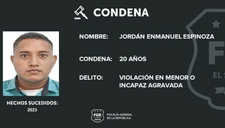 Hombre condenado a 20 años de prisión por abusar de una menor