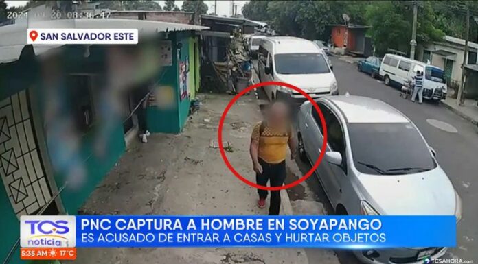 La PNC reportó la captura de un sujeto, a quien acusan de presuntamente hurtar objetos en viviendas de Soyapango.