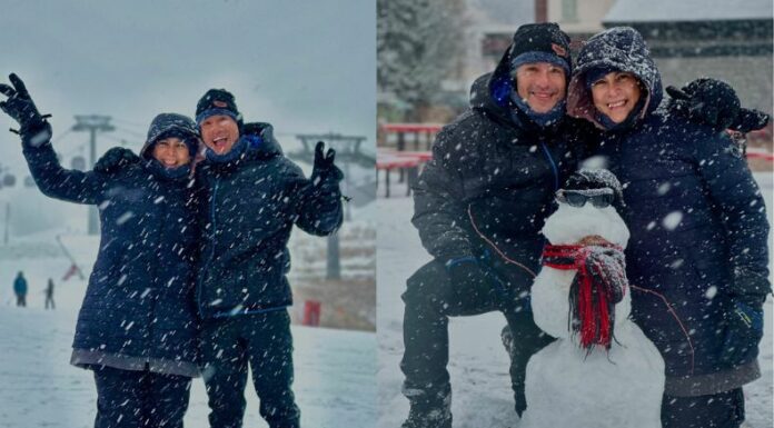 Billy Calderón emocionado junto a su esposa, Patricia tras disfrutar la nieve en Colorado, Estados Unidos.