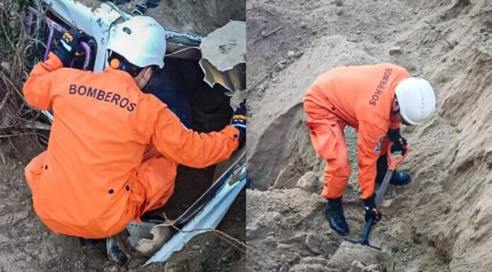 Cuerpo de Bomberos reportó que varias personas quedaron soterradas luego del colapso de un talud de tierra en San Pedro Perulapán.