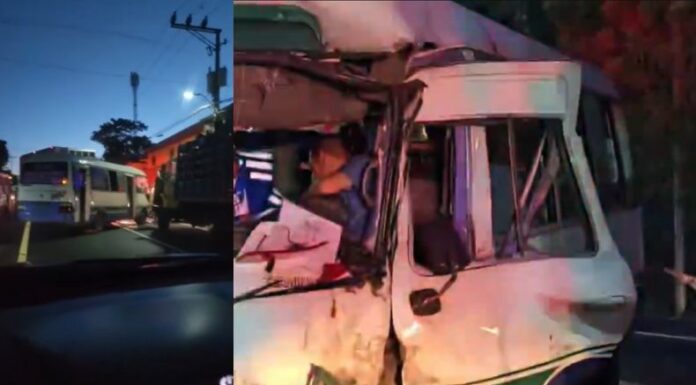 Varios lesionados tras accidente entre trasporte público y un camión. Ocurrió en la carretera que conduce de Ilopango a San Martín.