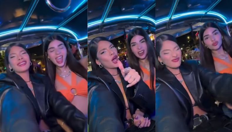 La creadora de contenido salvadoreña, Adriana Hasbún compartiendo momentos divertidos con la Miss universo 2023..