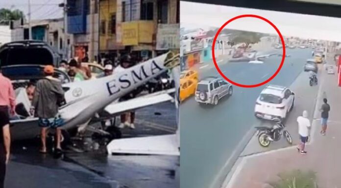 En plena ciudad poblada de Ecuador una avioneta se estrella. Este percance cobró con la vida de los dos tripulantes de la nave.