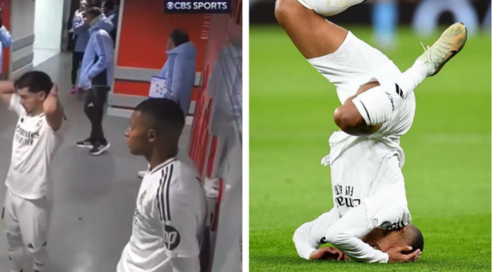 El atacante del Real Madrid, Mbappé, no ha tenido sus mejores noches con el Real Madrid, esta vez lo captaron en el túnel de vestuarios.