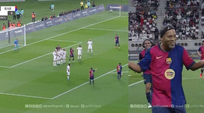 Ronaldinho volvió portar la camiseta del Barcelona y marcó una extraordinaria anotación ante el Real Madrid.