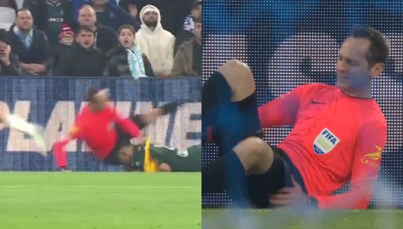 El árbitro asistente del Olympique Marsella-Mónaco abandonó el terreno de juego producto de una lesión en el tobillo.