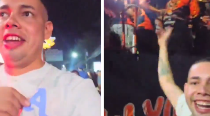 Un aficionado no tuvo temor de estar en San Miguel, frente a una carroza del Águila y vestir la camiseta de Alianza.