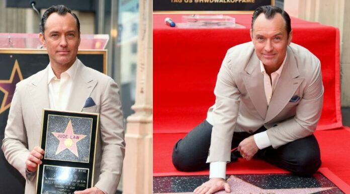 El actor y productor de cine británico Jude Law fue honrado con la estrella número 2798 en la categoría de 