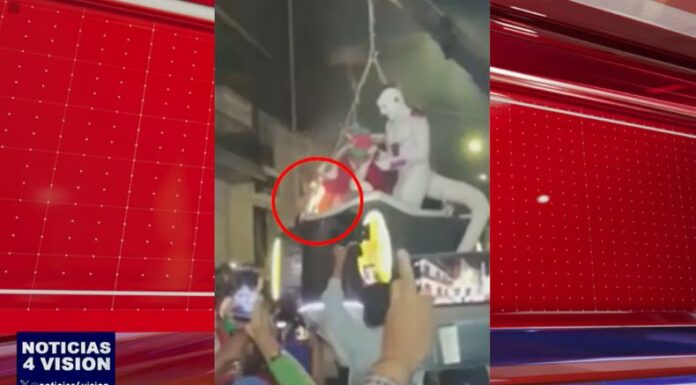 En Perú, una celebración navideña termina casi en tragedia, luego de que una góndola se prendiera en llamas.