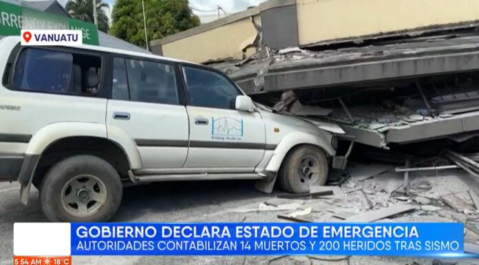 Gobierno de Vanuatu declara estado de emergencia tras el terremoto de 7.3 que ha causado 14 muertos y varias afectaciones.