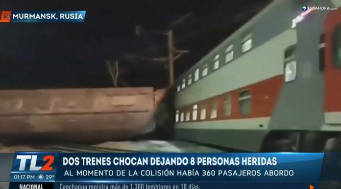 Un tren de pasajeros chocó contra un tren de mercancías en la región noroccidental rusa de Múrmansk.