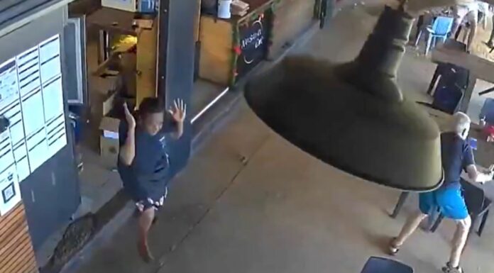 A través de un cámara instalada en una cafetería se captó el momento en que ocurrió el fuerte terremoto en el archipiélago de Vanuatu.