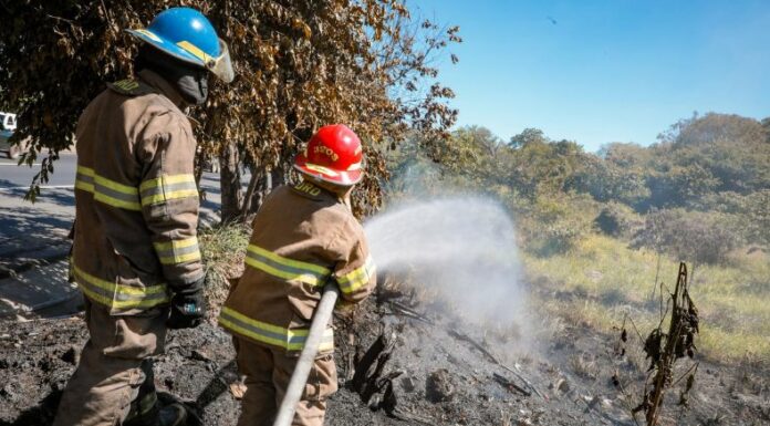 El Cuerpo de Bomberos sofocó un incendio de maleza seca en la carretera que conecta Quezaltepeque con San Salvador.