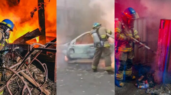 Elementos del Cuerpo de Bomberos trabajaron en la extinción de varios incendios registrados en diferentes puntos del país.