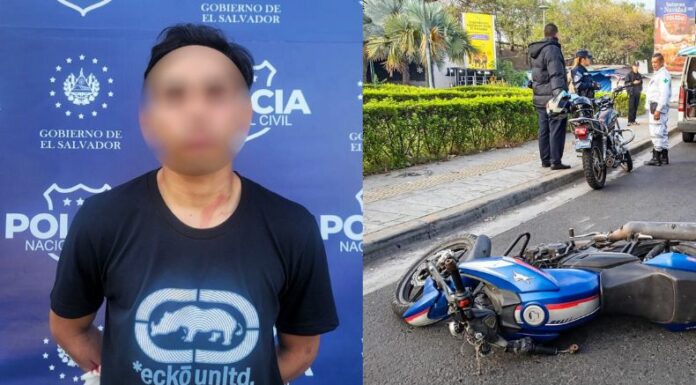 La Policía Nacional Civil (PNC) arrestó a un sujeto que, en aparente estado de ebriedad, provocó un accidente de tránsito en Soyapango.