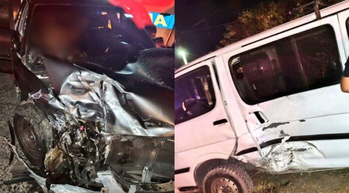 Un accidente de tránsito se registró esta noche en San Pedro Perulapán. Varias personas resultaron lesionadas.